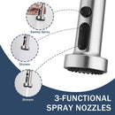 3 In 1 Kitchen Faucet With Press Type Glass Rinser, High Arc Pull Down Sprayer