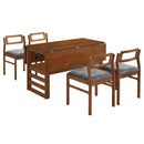 5 Piece Extendable Wood Square Dining Table Set With 2 Drop Leaves