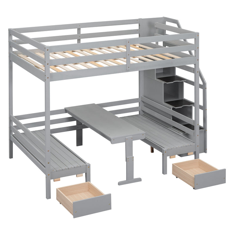 Bunk With Staircase, The Down Bed Can Be Convertible To Seats And Table Set