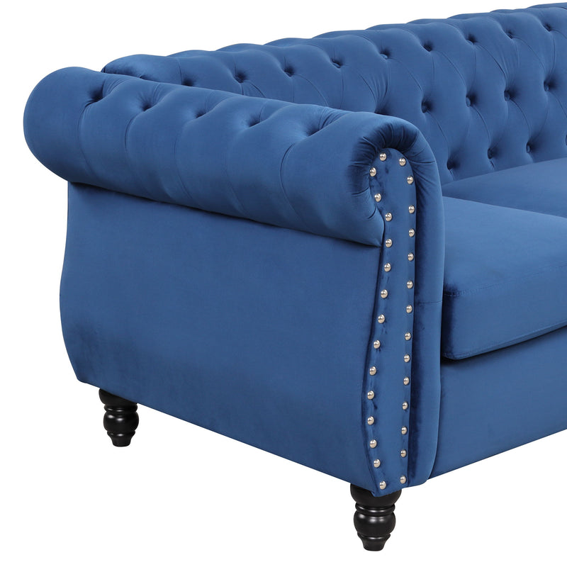 Modern Sofa Dutch Plush, Upholstered Sofa, Solid Wood Legs, Buttoned Tufted Backrest