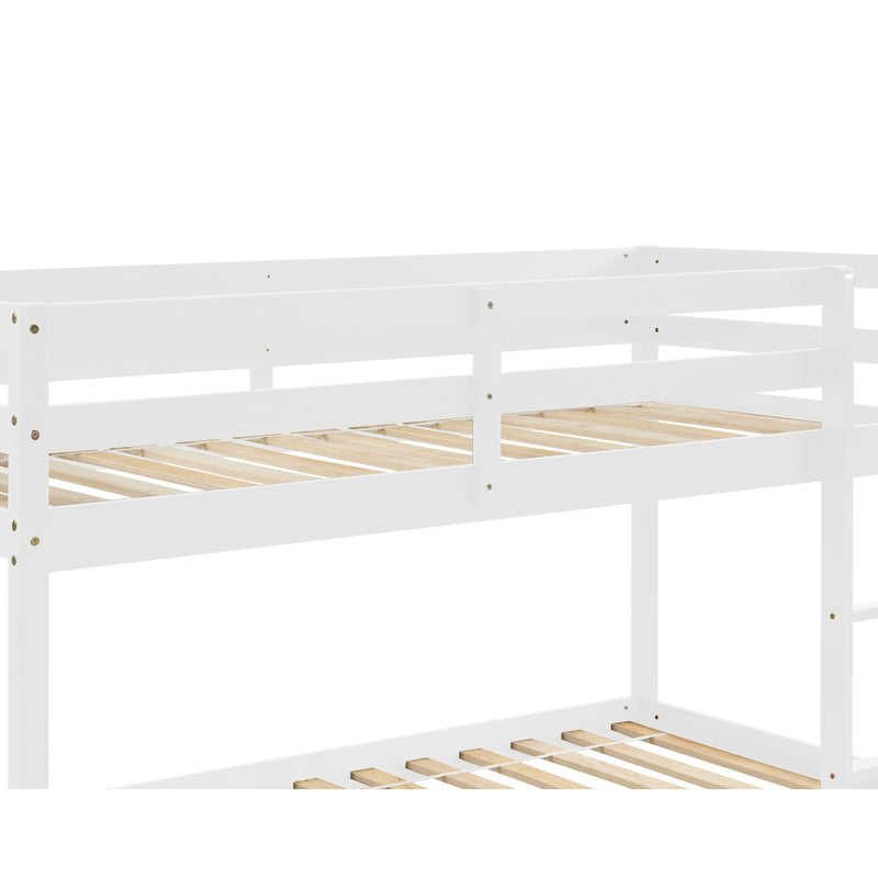 Twin over Twin Floor Bunk Bed, White(New SKU:W504P148538)