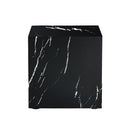 Luxurious Marble Texture Coffee Table Cube Design Elegant Living Room Accent - Black