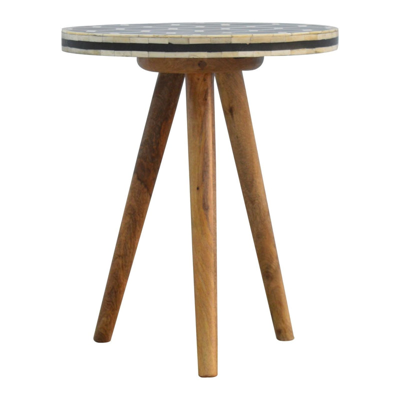 Inlay - Bone Tripod Stool - Beige / White