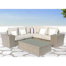 Outdoor Wicker Sectional With Weather Resistant Cushions And Table