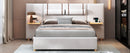 Upholstered Platform Bed, 2 Outlets And USB Charging Ports On Both Sides, 2 Bedside Pillows, Storage Shelves