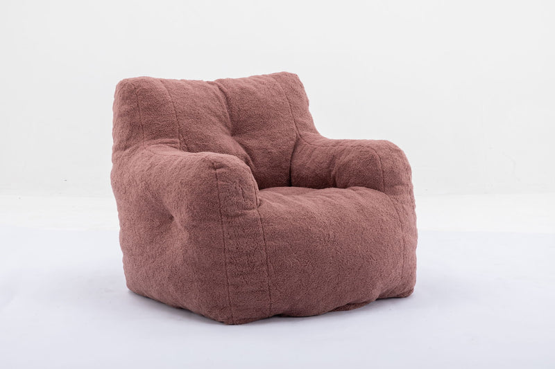 Soft Teddy Fabric Tufted Foam Bean Bag Chair With Teddy Fabric