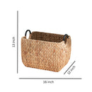 Rectangular Multi Purpose Water Hyacinth Woven Wicker Baskets With Handles - Natural / Brown