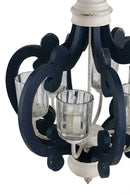 Wood Chandelier 6 Light Farmhouse Pendant Lighting Wood Hanging Light Fixture For Kitchen Living Dining Room, Bulb Not Included - Cream