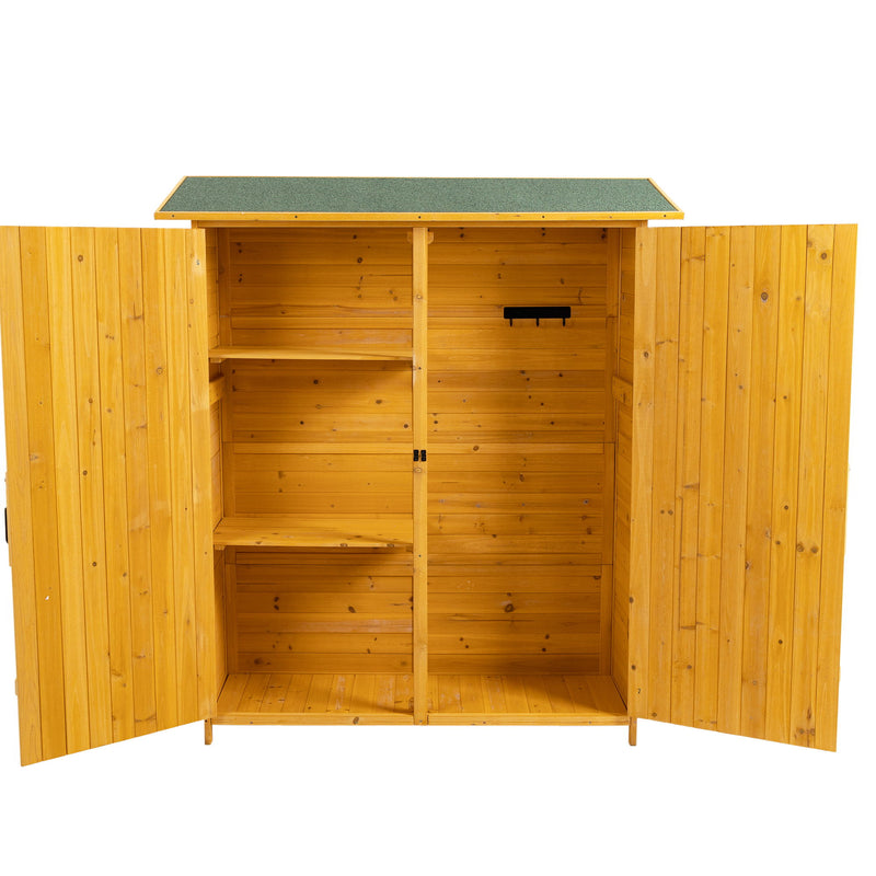 Outdoor Storage Shed With Lockable Door, Tool Storage Shed, Detachable Shelves & Pitch Roof