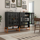 Modern Metal Shoe Cabinet With DoublebSided Mesh Doors And Adjustable Partitions