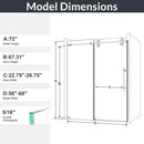 Frameless Single Sliding Shower Door With Clear Tempered Glass
