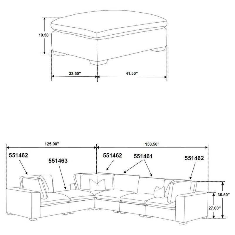 Lakeview - 5-Piece Upholstered Modular Sectional Sofa