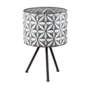 Metal Planter Stand, Round Galvanized Farmhouse Planter (Set of 2) - Gray