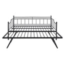 Full Size Metal Daybed with Twin Size Adjustable Trundle, Portable Folding Trundle, Black(OLD SKU:MF293736AAB)