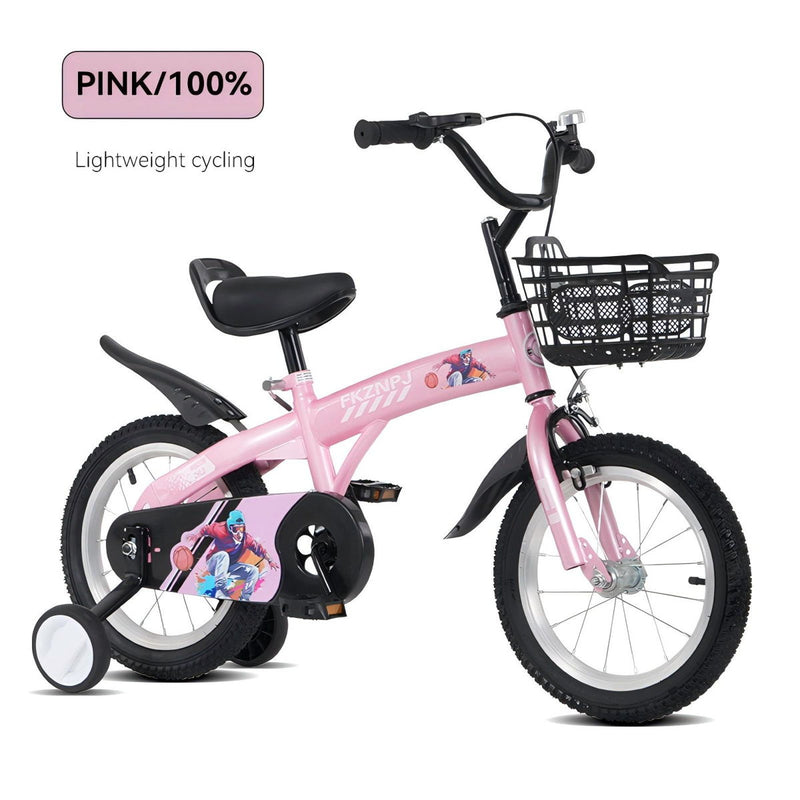 Fkznpj - 16" Sporty Kids Bike With Training Wheels And Stand Adjustable Saddle Suitable For Boys And Girls Aged 4 - 8 Years Tall Height 41 - 46" Available In A Variety Of Colors