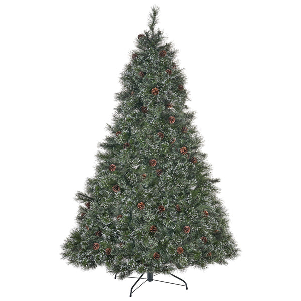 Cashmere And Snow Bristle Mixed Christmas Tree With Pine Cones - Green