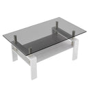 Modern Rectangular Coffee Table With Tempered Transparent Glass Top And Storage Shelf