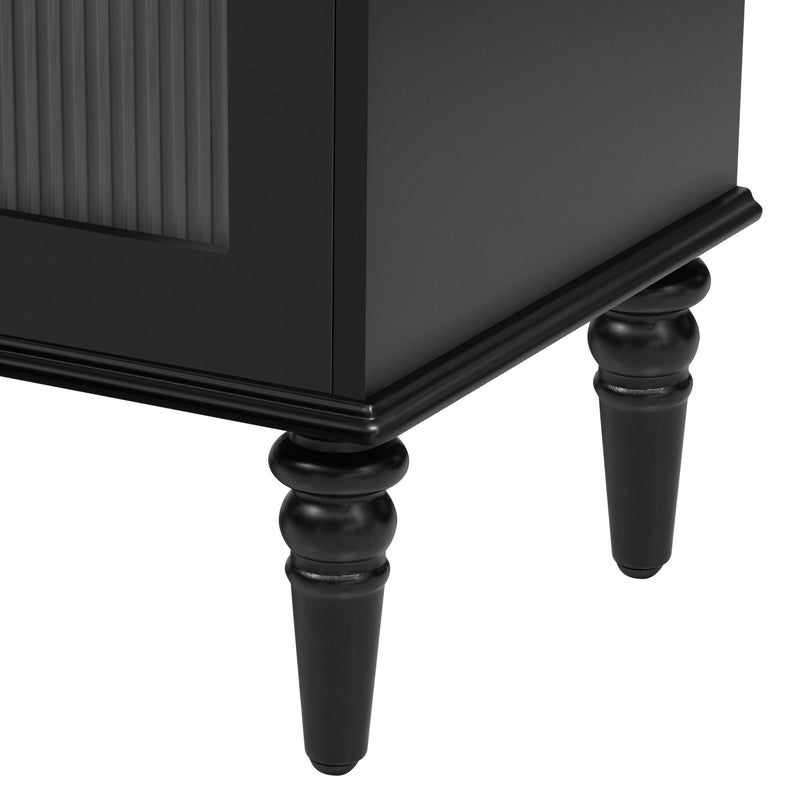 Retro TV Stand With Fluted Glass Doors