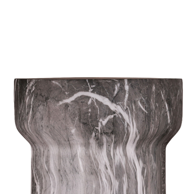 Round Geometric Outdoor End Table - Marble