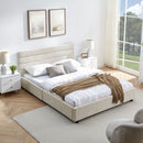 Modern Cushioned Bed Frame With Headboard And Drawers