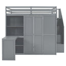 Loft Bed With Wardrobe, Desk And Shelves