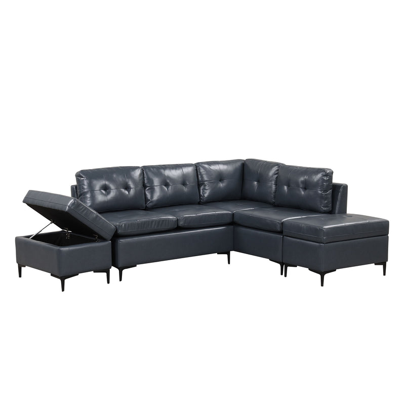 L-Shaped Corner Sofa Sectional Sofa Couch With Movable Storage Ottomans For Living Room