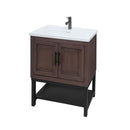 Modern Freestanding Bathroom Vanity With Ceramic Sink, Hot And Cold Faucet, Storage Cabinet & Open Shelf