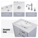 30" Bathroom Vanity With Sink, Bathroom Cabinet With A Door, 3 Drawers Legs, Adiustable Foot Pads - Gray