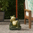 Charming Frog Prince Umbrella Base With Concrete Design - Green