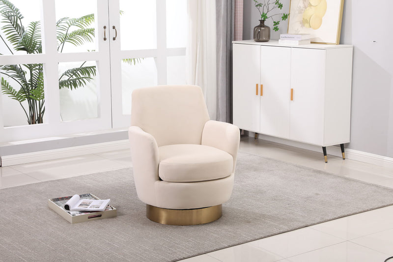 Swivel Barrel Chair, Swivel Accent Chairs Armchair For Living Room, Reading Chairs For Bedroom Comfy, Round Barrel Chairs With Gold Stainless Steel Base