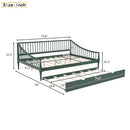 Full Size Daybed with Trundle and Support Legs, Green