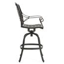 Outdoor Cast Aluminum Swivel Bar Stool With Scrolled Arms - Bronze