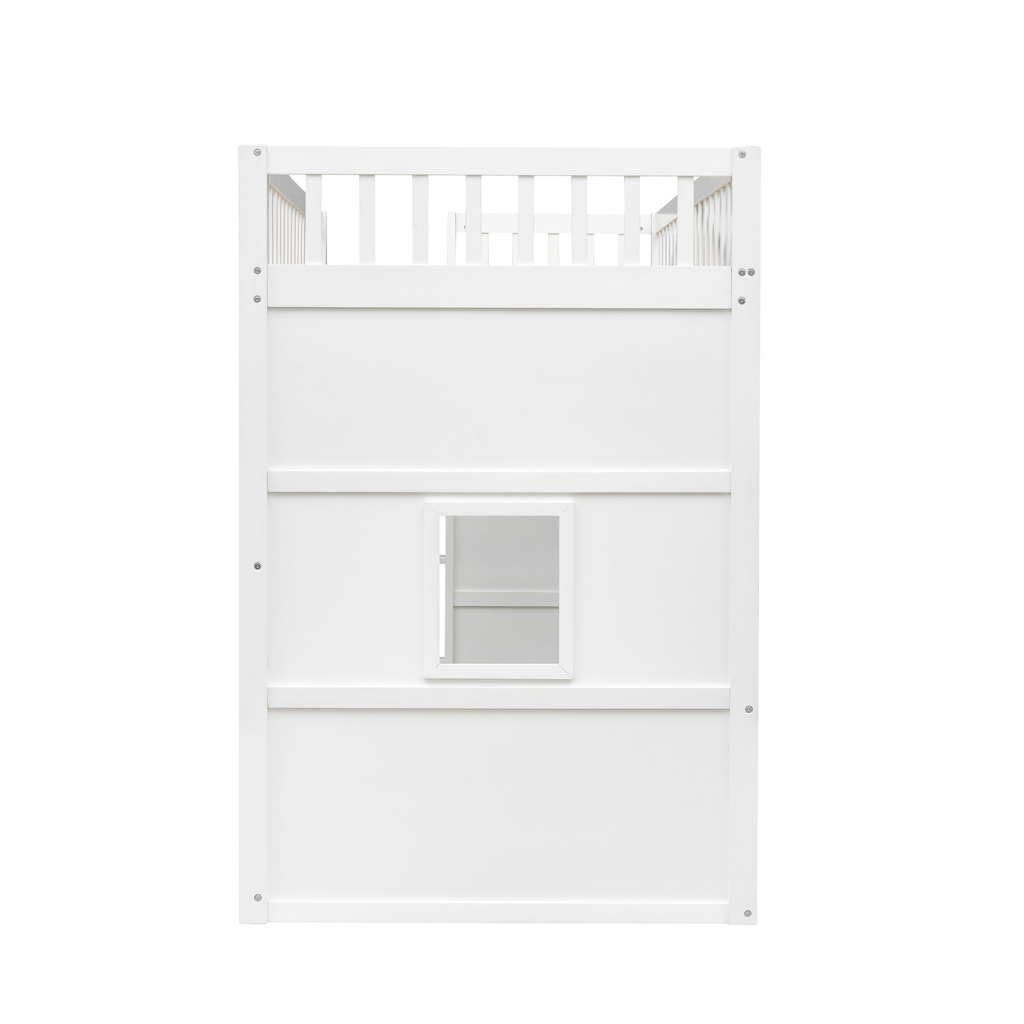 Twin Size House Loft Bed With Ladder-White+Gray Frame - Atlantic Fine Furniture Melbourne FL