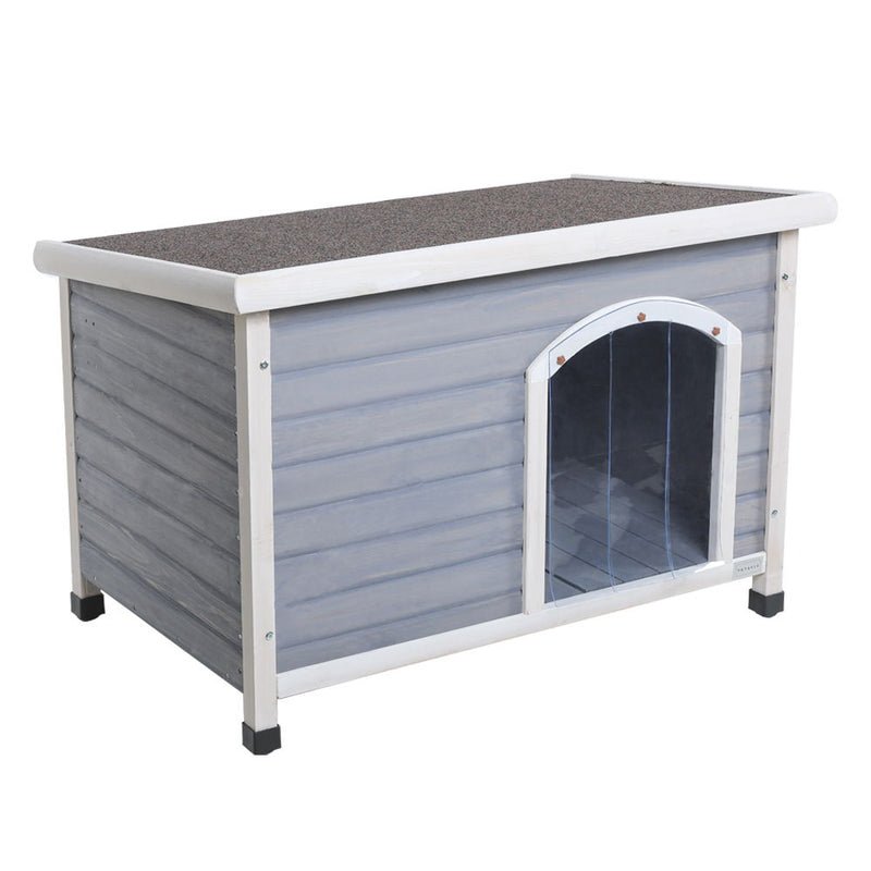 Medium Wooden Outdoor Dog House, Waterproof Roof, Elevated Floor, Adjustable Plastic Feet