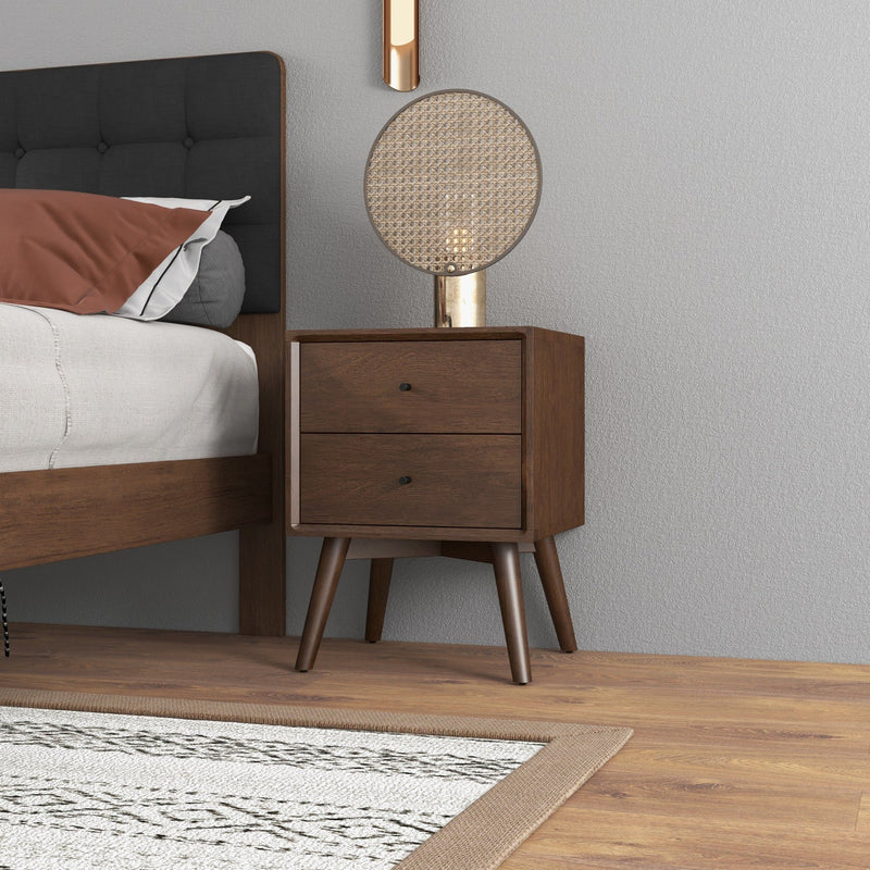 Caroline - Mid-Century Modern Style White Night Stand 2 Drawer