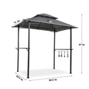 Outdoor Grill Gazebo With Double Tier Soft Top Canopy, Steel Frame, Bar Counters & Hook