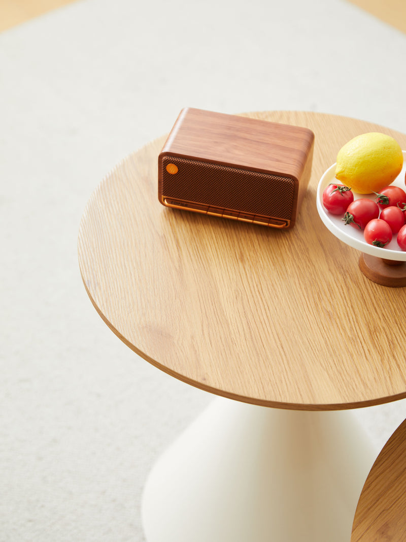 Round Coffee Table - Brown / White