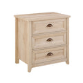 Transitional Farmhouse Framed 3 Drawer Nighstand With Cup Handles