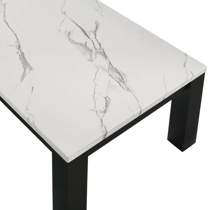 Modern 3 Piece Living Room Table Set With Faux Marble Top Wooden - Black / White