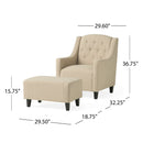 Elegant Upholstered Armchair With Ottoman Set - Beige