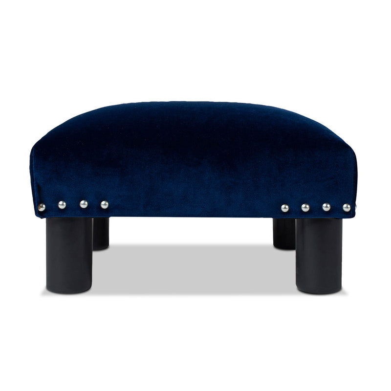 Jules - Square Accent Footstool Ottoman - Navy Blue