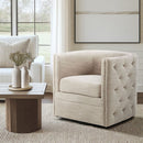 Swivel Chair With Tufted Barrel Design And Nailhead Accents