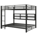 Queen Over Queen Bunk Bed With Storage Cabinets And LED Sturdy Frame, 6 Storage Units, Adjustable LED Lights - Black