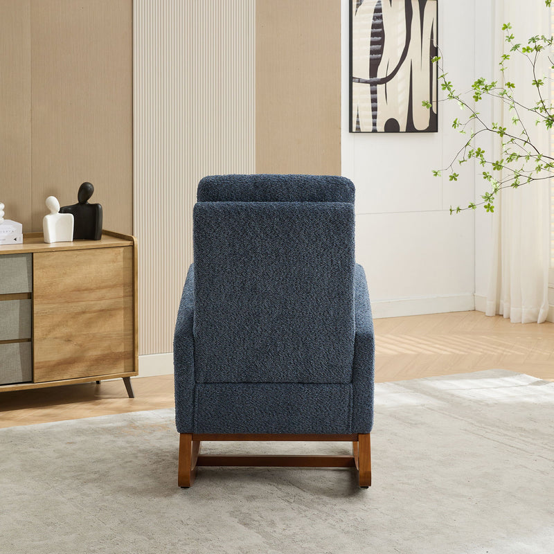 High Back Glider Rocking Chair With Retractable Footrest And Rubber Wood Legs