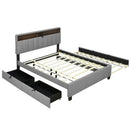 Upholstered Platform Bed With Storage Headboard, Trundle & 2 Drawers And A Set Of Sockets & USB Ports