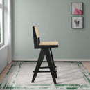 Keira - Bar Stool (Set of 2) - Black / Rattan