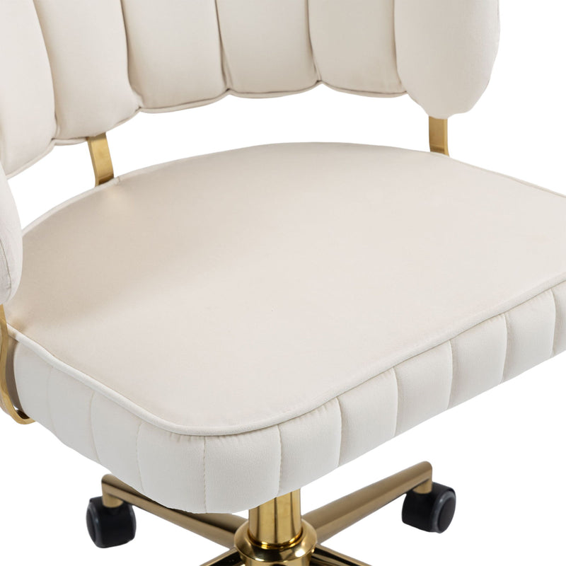 Modern Velvet Home Office Desk Chair With Adjustable Height And Swivel Wheels