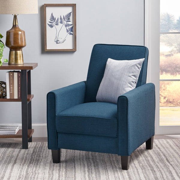 Navy Blue Fabric Push Back Chair for Elegant Home Décor