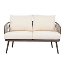 4 Piece Outdoor Patio Furniture Set, Metal Chairs With Woven Rope U Shaped Backrest