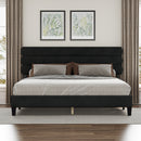 King Bed Frame with Headboard,Sturdy Platform Bed with Wooden Slats Support,No Box Spring,Mattress Foundation,Easy Assembly  Dark grey